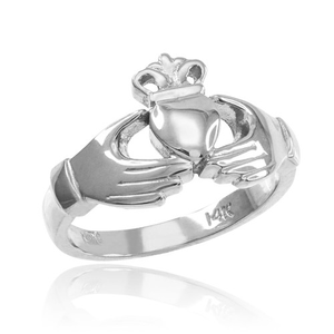 .925 Sterling Silver Claddagh Heart Crown Wedding Band Ring