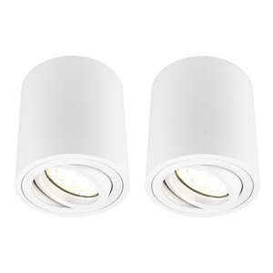 2x Dimmbare LED Aufbaustrahler - ø95mm - Rund - Weiß - 3W - 2700K - Schwenkbar