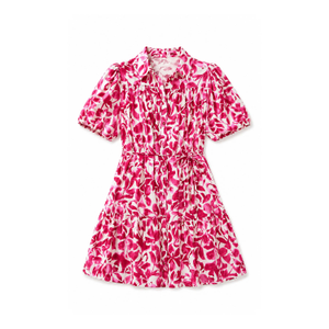 Yumi Pink Floral Print Viscose Relaxed Shirt Dress (S)