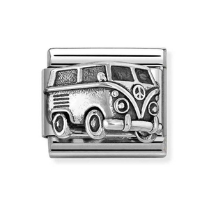 Classic Silver Camper Van Charm