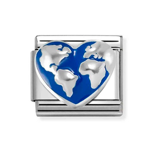 Classic Silver Heart Globe Charm