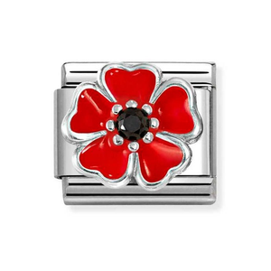 Classic Silver Poppy Flower Charm