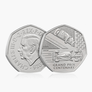 100 Years of the Grand Prix in Britain 2026 50p Coin