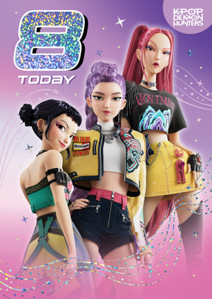 KPop Demon Hunters 8th Birthday Card