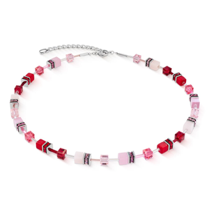 Iconic GEOCUBE Necklace Rose Red Crystal & Cut Glass