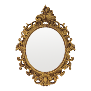 Vintage Italian Regency Carved Gold Gilt Oval Wall Mirror