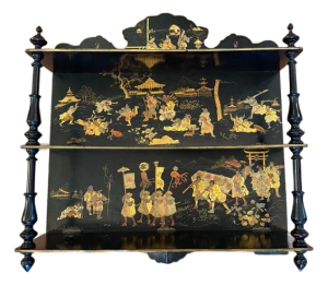 Mid 20th Century Asian Style Lacquered Wall Shelf