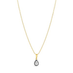 Black Rhodium Pear Drop Pendant On A Beaded Ball Chain (16")