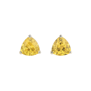 Trillion Yellow Sapphire Solitaire Stud Earrings In White Gold (one size)