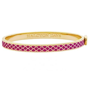Halcyon Days - Skinny 6mm Salamander Hinged Bangle Pink Tourmaline/Gold