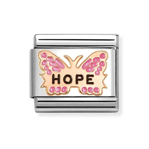 Classic Rose Gold 'Hope' Fuchsia Butterfly Charm