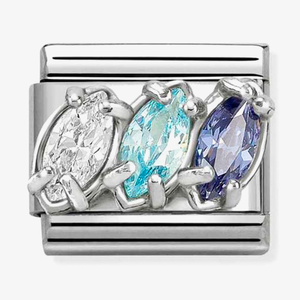 Nomination Classic Trilogy White Blue Cubic Zirconia Charm 330329/19