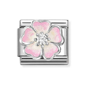 Classic Silver Pink Fade Flower Charm