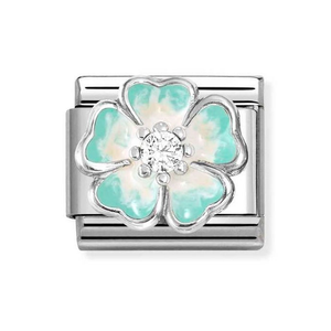 Classic Silver Green Fade Flower Charm