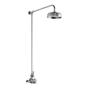 Hudson Reed Thermostatic Exposed Shower Mixer and Rigid Riser Kit with Fixed Head - Chrome/White