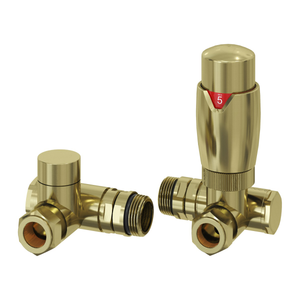 Reina Modal Dual Fuel Corner Radiator Valves Pair - Brushed Brass