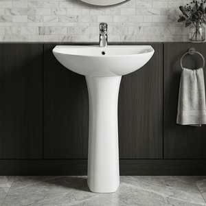 1 Tap Hole Round Ceramic Basin & Full Pedestal - 560mm