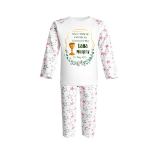 Personalised Star Gold Leaf Communion Girl Pyjamas