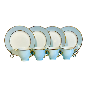 Vintage Coastal Hollywood Regency Ralph Lauren Hampton’s Tea Luncheon Plates, Cups - Set of 8