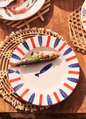 Seafood Stripe Medium Dinner Plate, 8.5 Inch