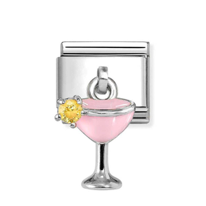 Classic Silver Cocktail Glass Pendant Charm