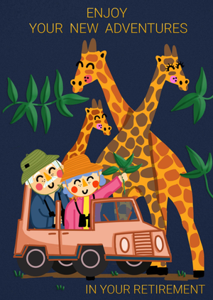 Enjoy Your New Adventures Illustrated Safari Retirement Card