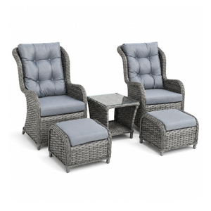 Sardinia Grey Rattan 5 Piece Lounge Set with Footstools