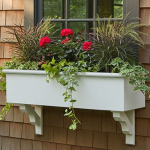 30" Cunningham PVC Window Box by Flower Window Boxes w/ 2 Brackets