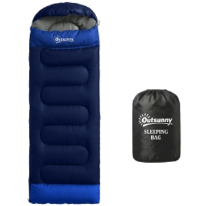 Outsunny Sleeping Bag for Adults, Lightweight & Compact Sleeping Bag, 3 Seasons, Navy Blue
