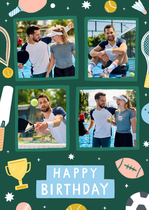 Sports Equipment Collage Photo Upload Birthday Card