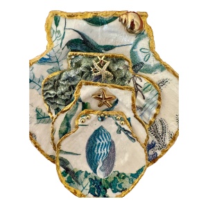 Palm Beach–Style Gilded Shell Trinket Dishes – Set of 4