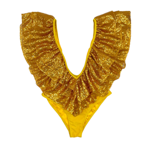 Victory Sunshine Yellow Sequin Swim Body (L)