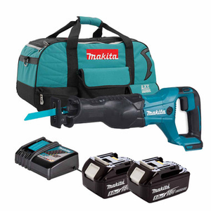Makita DJR186Z 18V LXT Reciprocating Saw with 2x 5.0Ah Batteries, Charger and Heavy Duty Toolbag