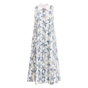 Textured Floral A-Line Midi Cocktail Dress (L)