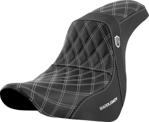 Saddlemen Carbon Fiber Pro Series SDC Performance Gripper Seat With White Stitching For Harley Davidson 2018-2025 Softail FLSB Sport Glide & FXLRS/FXLRST Low Rider S/ST Models (SC81829WHI)