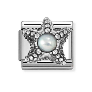 Classic Silver White Pearl Starfish Charm