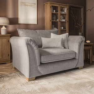 Milldale Loveseat in Garda Acier Fabric with Linen Scatters