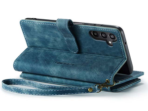 CaseMe Synthetic Leather Wallet Case with Zipper Pocket for Samsung Galaxy A57 - Teal
