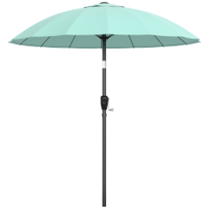 Outsunny 2 m Shanghai Garden Parasol Umbrella with 16 Fibreglass Ribs, Outdoor Parasol Sun Shade with Crank & Tilt, Turquoise