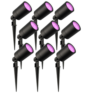 9x Spot à piquer LED – Aluminium – IP65 - 4.9W - RGB+CCT - Câble 2M - Noir