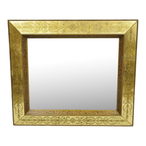 Vintage Hollywood Regency Gilt Gold Leaf Italian Style Rectangular Wall Mirror