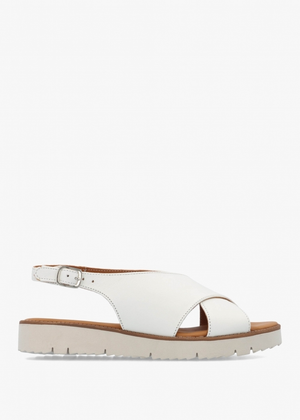 Livia White Leather Cross Strap Sandals