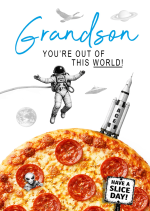 Emma Proctor Designs Grandson Out Of This World Astronaut Pizza Collage Card