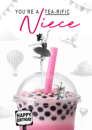 Emma Proctor Designs Tea-rific Niece Happy Birthday Bubble Tea Ballerina Card