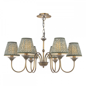 LYD0663-EST2624 Lydian 6 Light Pendant Antique Bronze With Shade