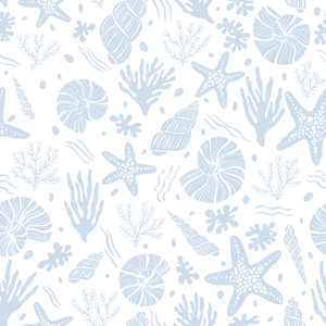 Seastars and Seashells Wallpaper in Blue
