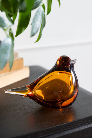 Amber Glass Bird Ornament