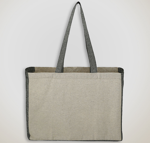 Medium Contrast Recycled Cotton Shopper Tote Bag - Natural/Black
