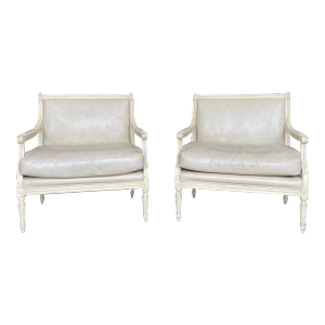 Vintage French Maison Jansen Style Bergère à La Reine Chairs - a Pair