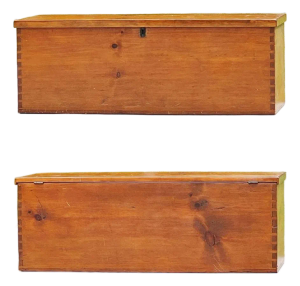 Antique Primitive Blanket Chest, Trunk With Candle Box & Half-Blind Dovetail Joints